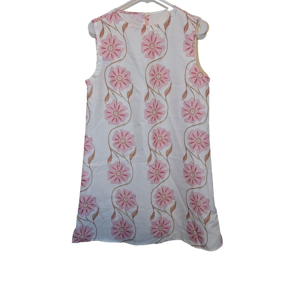 Commense Romantic Pink Print Shift Sleeveless Casual Short Dress Medium